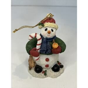 Vintage Papel Giftware Snowman Candy cane Ornament
